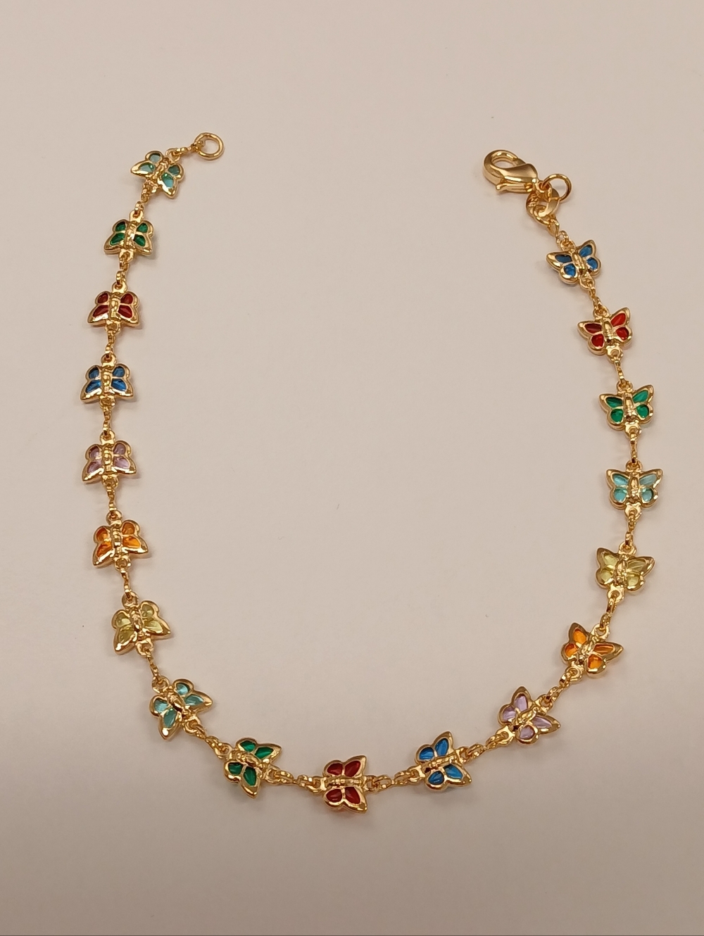 NEW! Gold Filled Multi-Color Butterfly Anklet - By Goldoro 9.5"
